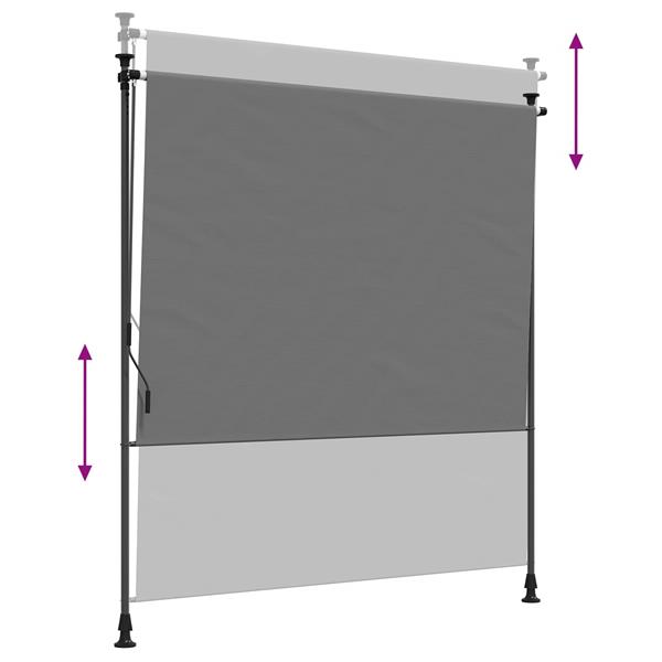 Grote foto vidaxl buiten rolgordijn lichtgrijs 200 x 270 cm tuin en terras overige tuin en terras