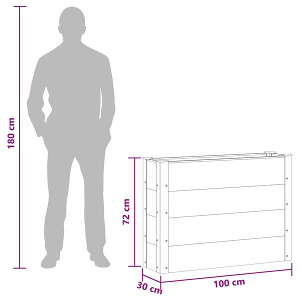 Grote foto vidaxl verhoogde plantenbak bruin 100 x 30 x 72 cm alu. tuin en terras overige tuin en terras