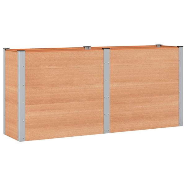 Grote foto vidaxl verhoogde plantenbak bruin 200 x 50 x 91 cm alu. tuin en terras overige tuin en terras