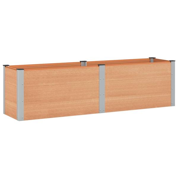 Grote foto vidaxl verhoogde plantenbak bruin 200 x 50 x 54 cm alu. tuin en terras overige tuin en terras