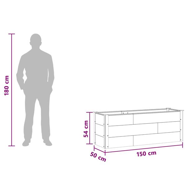 Grote foto vidaxl verhoogde plantenbak bruin 150 x 50 x 54 cm alu. tuin en terras overige tuin en terras