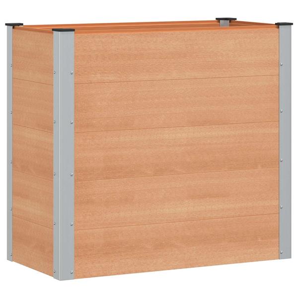 Grote foto vidaxl verhoogde plantenbak bruin 100 x 50 x 91 cm alu. tuin en terras overige tuin en terras