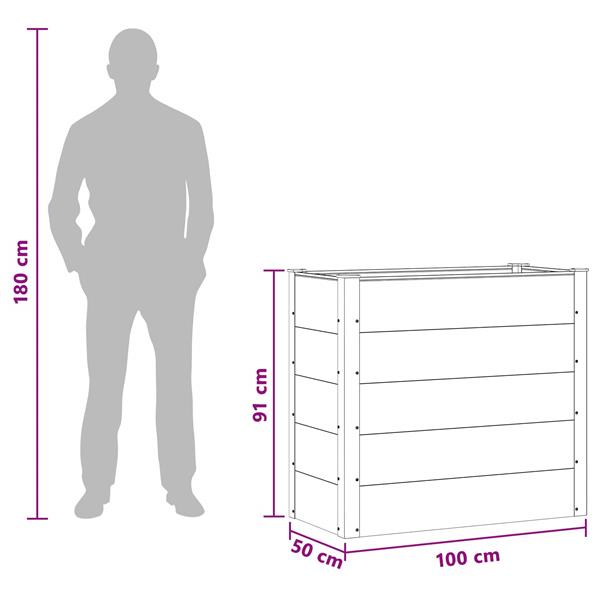 Grote foto vidaxl verhoogde plantenbak bruin 100 x 50 x 91 cm alu. tuin en terras overige tuin en terras
