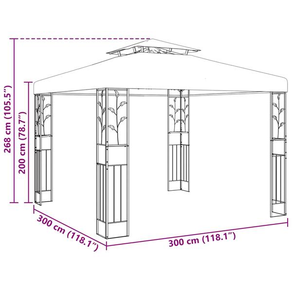 Grote foto vidaxl prieel 3 x 3 x 2 68 m groen polyester en staal tuin en terras overige tuin en terras