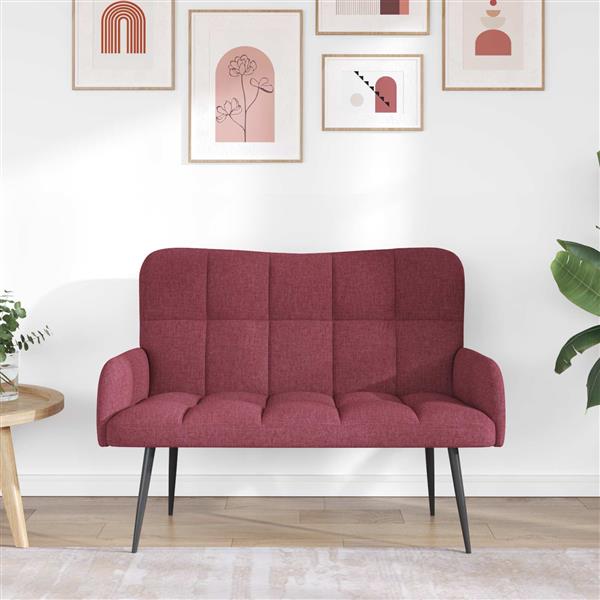 Grote foto vidaxl twee persoons sofa wijnrood 115 x 61 x 87 cm stof huis en inrichting bankstellen