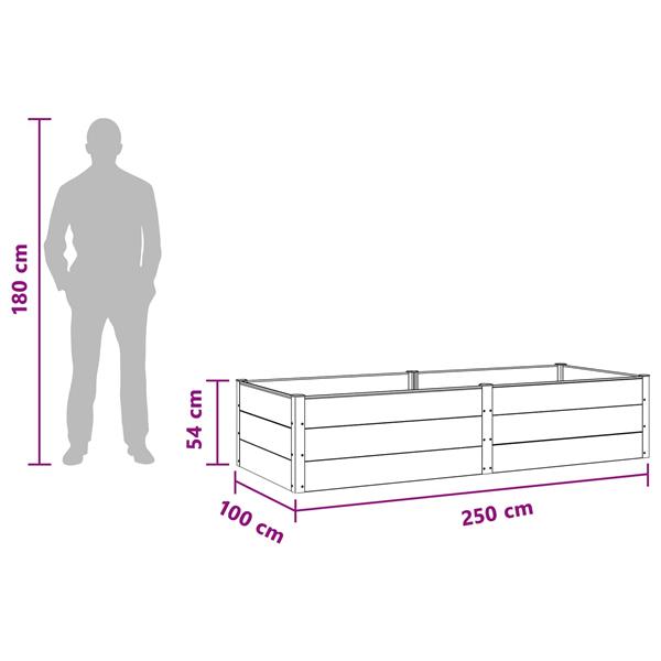 Grote foto vidaxl verhoogde plantenbak zwart 250 x 100 x 54 cm alu. tuin en terras overige tuin en terras