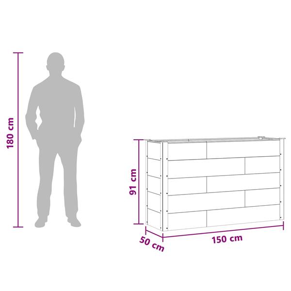 Grote foto vidaxl verhoogde plantenbak zwart 150 x 50 x 91 cm alu. tuin en terras overige tuin en terras