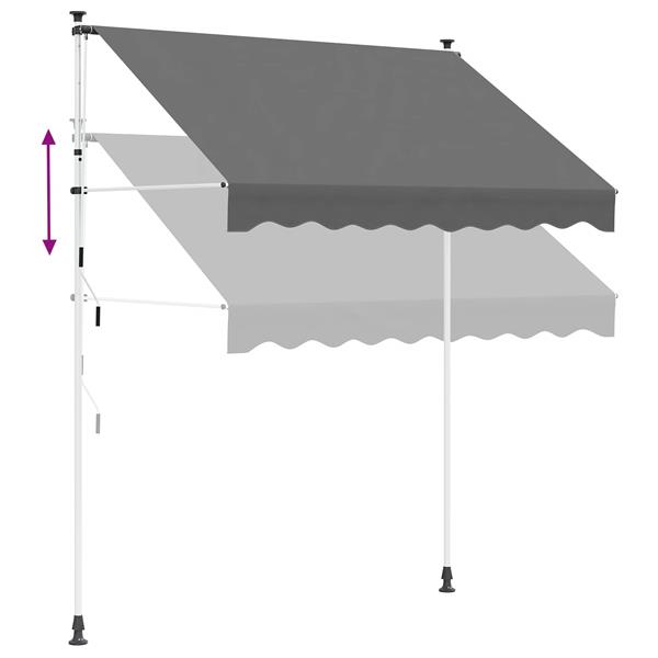 Grote foto vidaxl handmatig uitschuifbare luifel lichtgrijs 300 cm tuin en terras overige tuin en terras