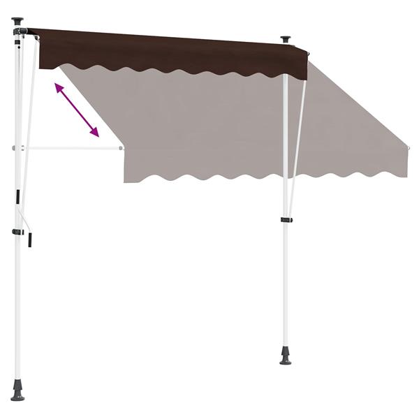 Grote foto vidaxl handmatig uitschuifbare luifel bruin 250 cm tuin en terras overige tuin en terras