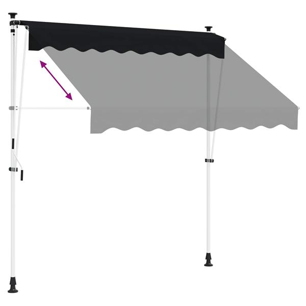 Grote foto vidaxl handmatig uitschuifbare luifel zwart 350 cm tuin en terras overige tuin en terras