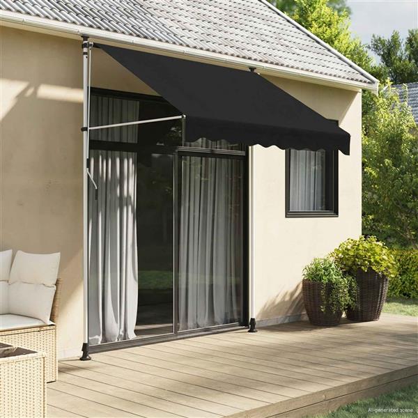 Grote foto vidaxl handmatig uitschuifbare luifel zwart 200 cm tuin en terras overige tuin en terras