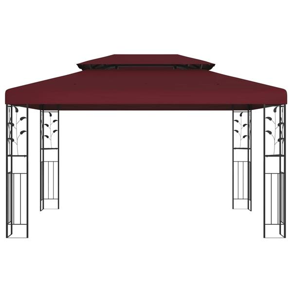 Grote foto vidaxl prieel 3 97 x 2 96 x 2 68 m wijnrood polyester en staal tuin en terras overige tuin en terras