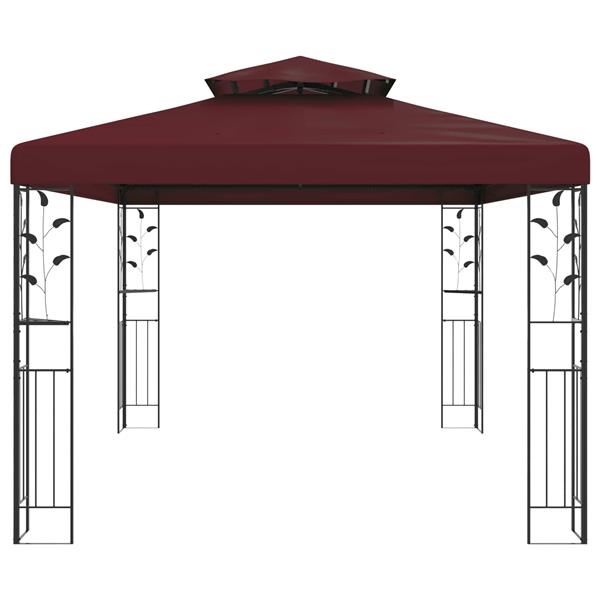 Grote foto vidaxl prieel 3 97 x 2 96 x 2 68 m wijnrood polyester en staal tuin en terras overige tuin en terras