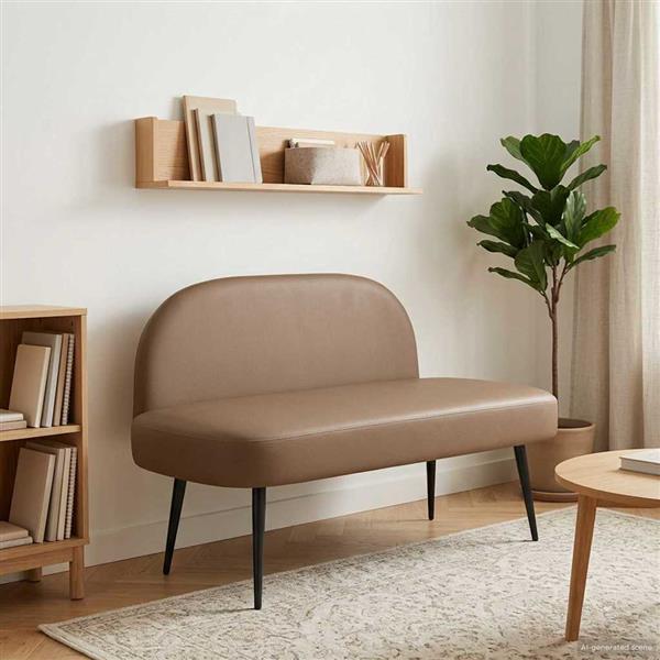 Grote foto vidaxl beklede bank met rugleuning cappuccino 110 x 60 x 76 cm huis en inrichting overige huis en inrichting