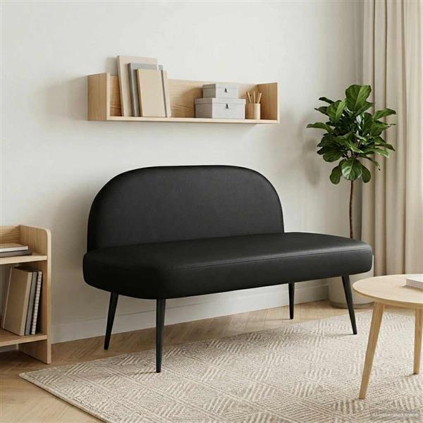 Grote foto vidaxl beklede bank met rugleuning zwart 110 x 60 x 76 cm kunstleer huis en inrichting overige huis en inrichting