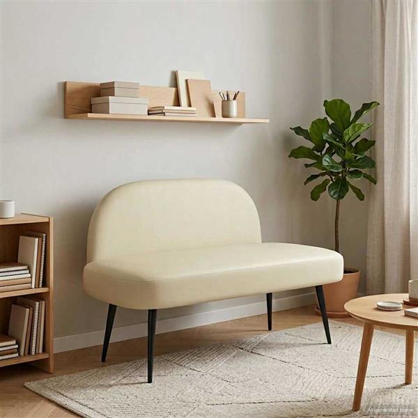 Grote foto vidaxl beklede bank met rugleuning cr mekleurig 110 x 60 x 76 cm huis en inrichting overige huis en inrichting
