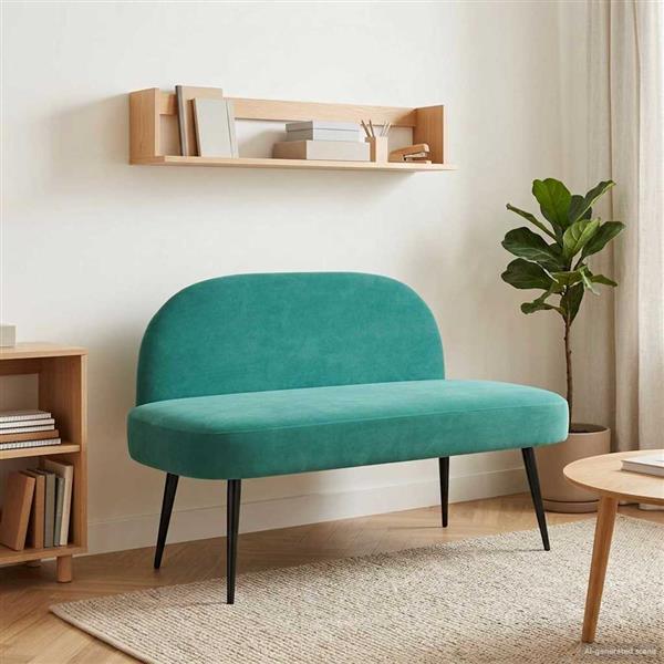 Grote foto vidaxl beklede bank met rugleuning turquoise 110 x 60 x 76 cm fluweel huis en inrichting overige huis en inrichting