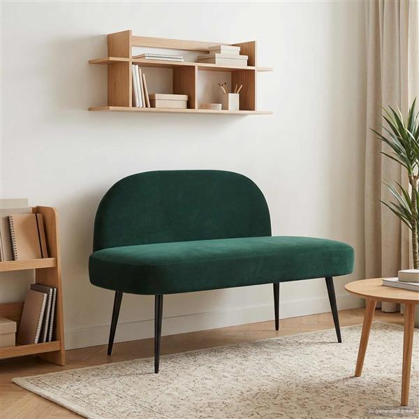 Grote foto vidaxl beklede bank met rugleuning donkergroen 110 x 60 x 76 cm huis en inrichting overige huis en inrichting