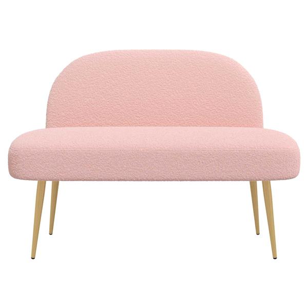 Grote foto vidaxl beklede bank met rugleuning roze 110 x 60 x 76 cm boucl huis en inrichting overige huis en inrichting