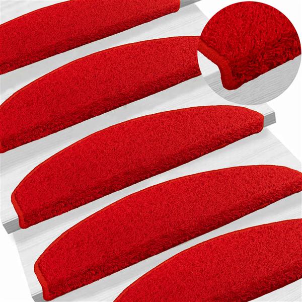 Grote foto vidaxl zelfklevende trapmatten halfrond 15 pcs rood 80 x 24 5 x 3 5 cm huis en inrichting overige huis en inrichting