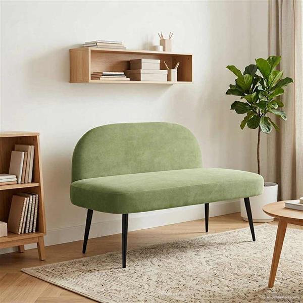 Grote foto vidaxl beklede bank met rugleuning lichtgroen 110 x 60 x 76 cm fluweel huis en inrichting overige huis en inrichting