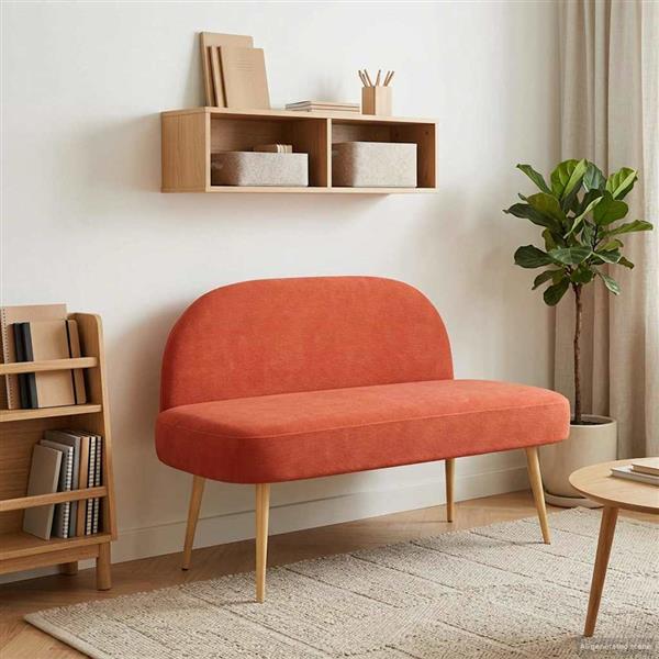 Grote foto vidaxl beklede bank met rugleuning rood oranje 110 x 60 x 76 cm huis en inrichting overige huis en inrichting