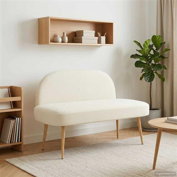 Grote foto vidaxl beklede bank met rugleuning cr mekleurig 110 x 60 x 76 cm huis en inrichting overige huis en inrichting