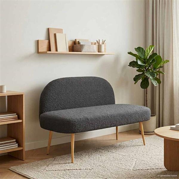 Grote foto vidaxl beklede bank met rugleuning donkergrijs 110 x 60 x 76 cm boucl huis en inrichting overige huis en inrichting