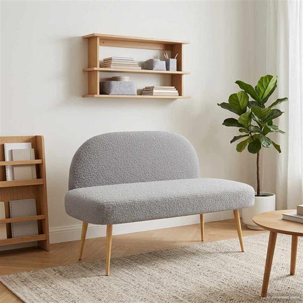Grote foto vidaxl beklede bank met rugleuning lichtgrijs 110 x 60 x 76 cm boucl huis en inrichting overige huis en inrichting