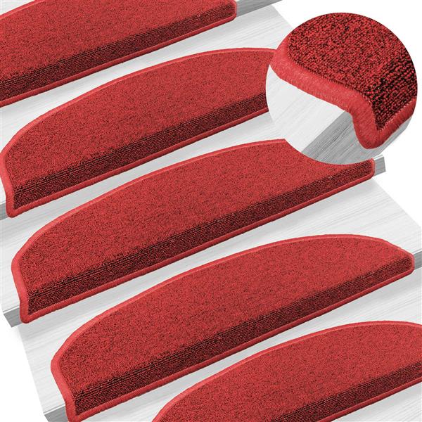 Grote foto vidaxl zelfklevende trapmatten halfrond 15 pcs rood 80 x 24 5 x 3 5 cm huis en inrichting overige huis en inrichting