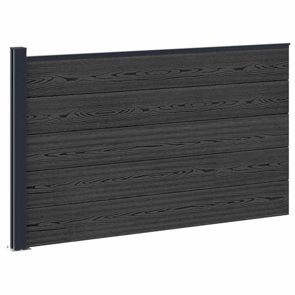 Grote foto vidaxl hekpaneel wpc en aluminium zwart tuin en terras hekken en schuttingen