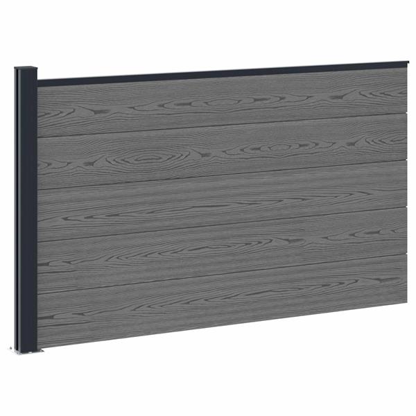 Grote foto vidaxl hekpaneel wpc en aluminium grijs tuin en terras hekken en schuttingen