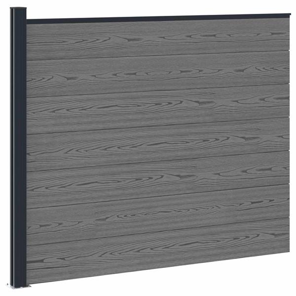 Grote foto vidaxl hekpaneel wpc en aluminium grijs tuin en terras hekken en schuttingen