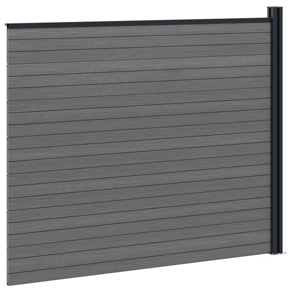 Grote foto vidaxl hekpaneel wpc en aluminium grijs tuin en terras hekken en schuttingen