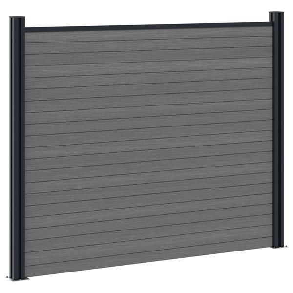 Grote foto vidaxl hekpaneel wpc en aluminium grijs tuin en terras hekken en schuttingen