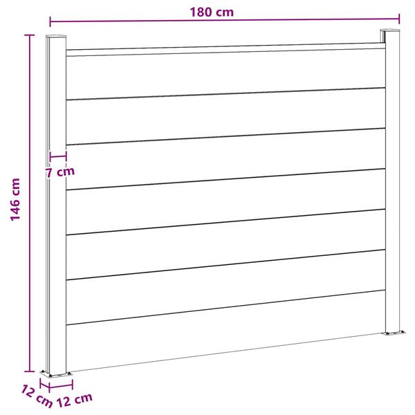 Grote foto vidaxl hekpaneel wpc en aluminium grijs tuin en terras hekken en schuttingen