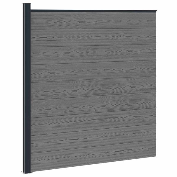 Grote foto vidaxl hekpaneel wpc en aluminium grijs tuin en terras hekken en schuttingen