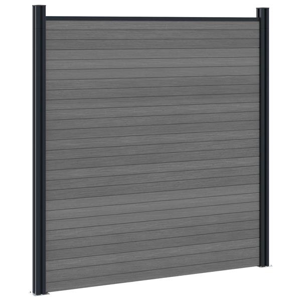 Grote foto vidaxl hekpaneel wpc en aluminium grijs tuin en terras hekken en schuttingen