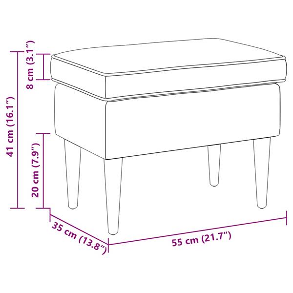 Grote foto vidaxl voetenbank lichtgrijs 55 x 35 x 41 cm fluweel huis en inrichting stoelen