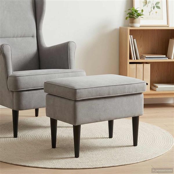 Grote foto vidaxl voetenbank lichtgrijs 55 x 35 x 41 cm fluweel huis en inrichting stoelen