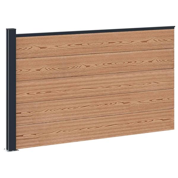 Grote foto vidaxl hekpaneel wpc en aluminium bruin tuin en terras hekken en schuttingen