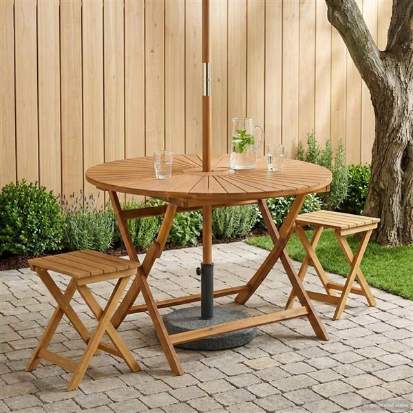 Grote foto vidaxl vouw tuin tafel naturel 110 x 75 cm massief acaciahout tuin en terras tuinmeubelen