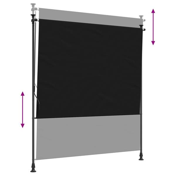 Grote foto vidaxl buiten rolgordijn zwart 150 x 270 cm tuin en terras overige tuin en terras