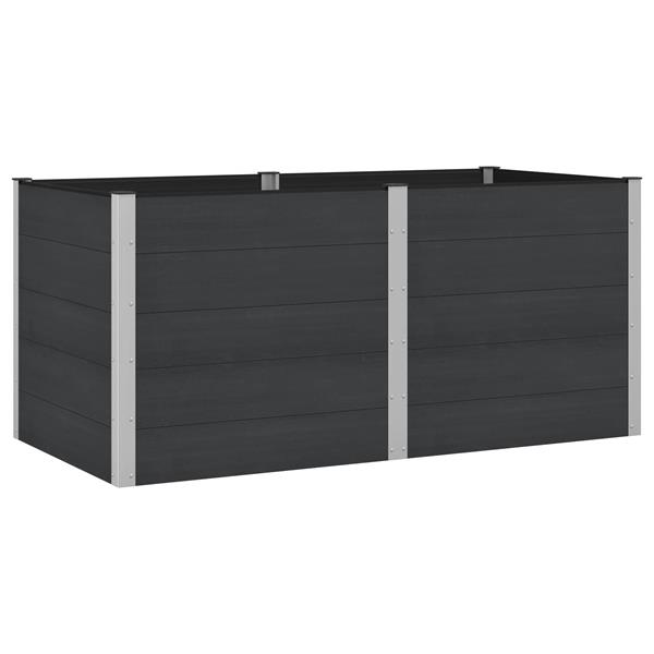 Grote foto vidaxl verhoogde plantenbak zwart 200 x 100 x 91 cm alu. tuin en terras overige tuin en terras