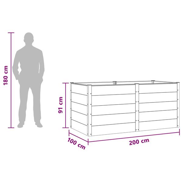 Grote foto vidaxl verhoogde plantenbak zwart 200 x 100 x 91 cm alu. tuin en terras overige tuin en terras