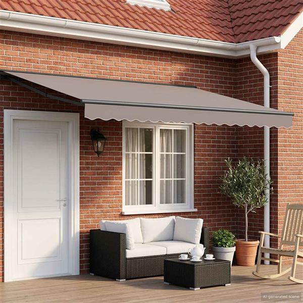 Grote foto vidaxl handmatige luifelhouder met led antraciet 5 3 5 m aluminium tuin en terras overige tuin en terras