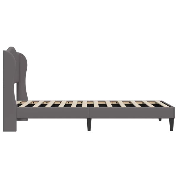 Grote foto vidaxl bedframe met hoofdeinde grijs 100 x 200 cm kunstleer antiek en kunst stoelen en banken
