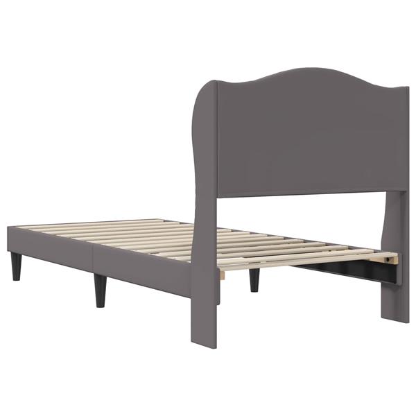 Grote foto vidaxl bedframe met hoofdeinde grijs 100 x 200 cm kunstleer antiek en kunst stoelen en banken