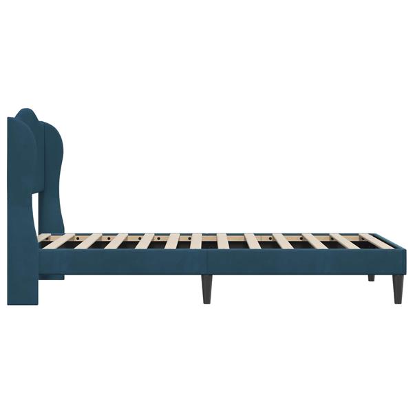 Grote foto vidaxl bedframe met hoofdeinde blauw 100 x 200 cm fluweel antiek en kunst stoelen en banken