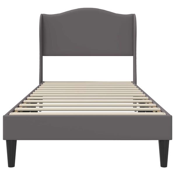 Grote foto vidaxl bedframe met hoofdeinde grijs 100 x 200 cm kunstleer antiek en kunst stoelen en banken